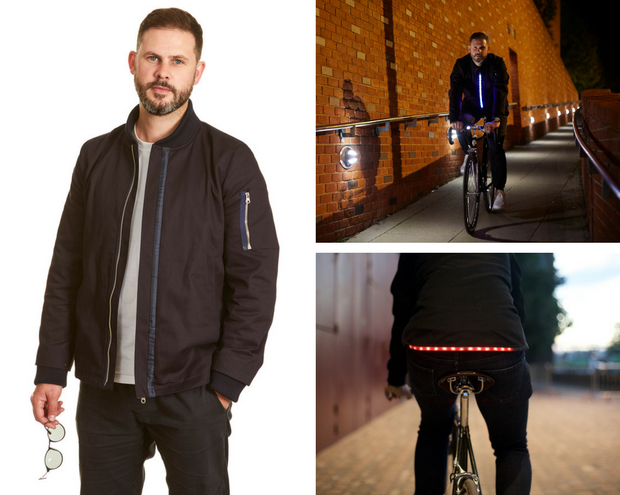 Lumo ist eine Bomberjacke für Fahrradfahrer - mit integriertem Licht