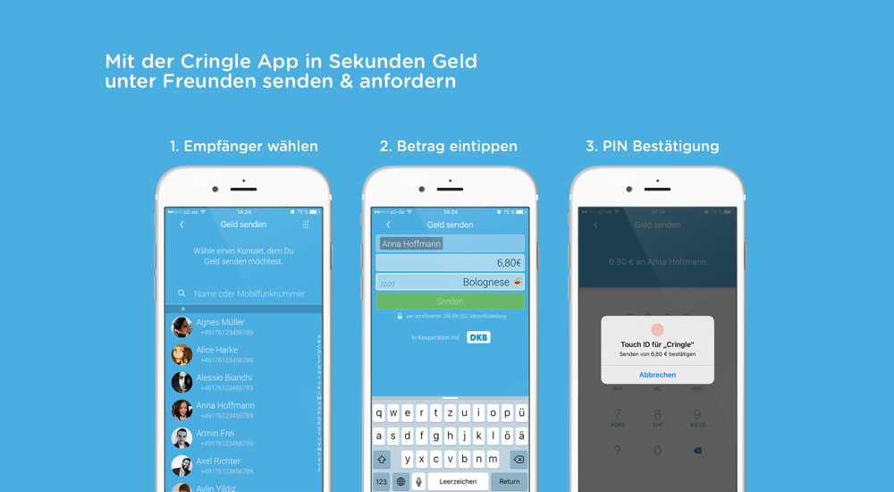 Mit der Cringle App in Sekunden Geld unter Freunden senden und anfordern