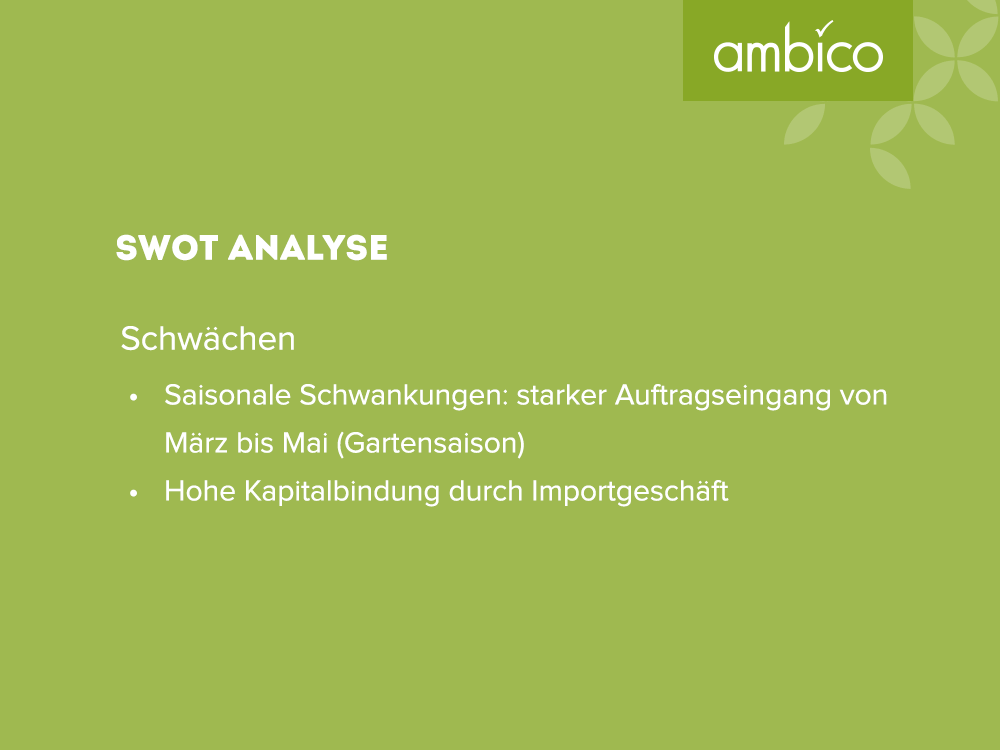 ambico - SWOT Analyse Schwächen