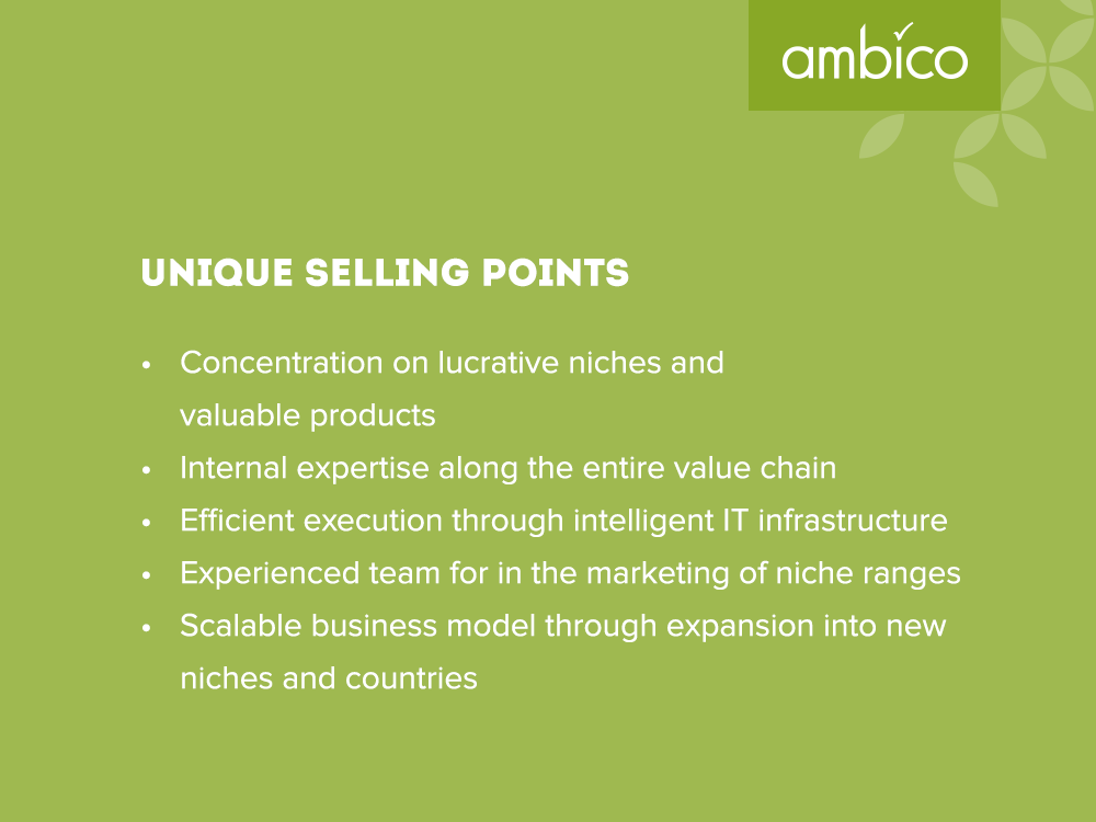 ambico - Unique selling points