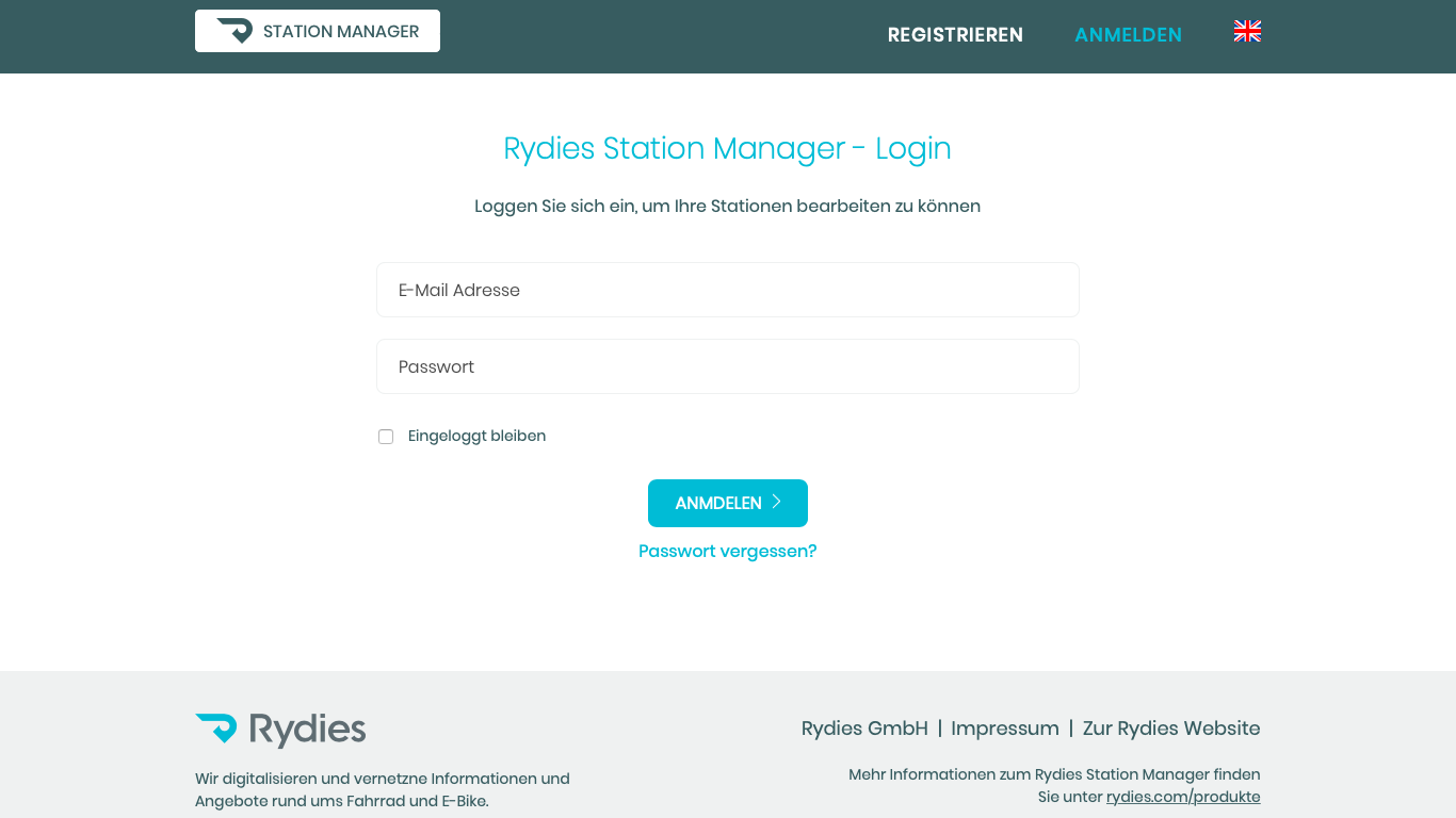 Rydies - Station Manager Login