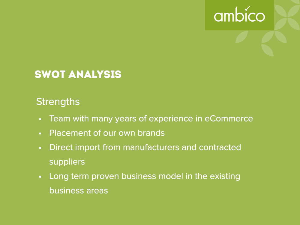 ambico - SWOT Analysis Strengths